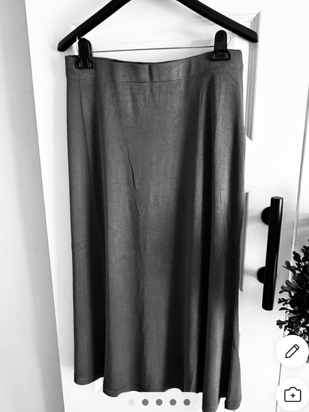Women's classic A-Line Midi Skirt in charcoal gray